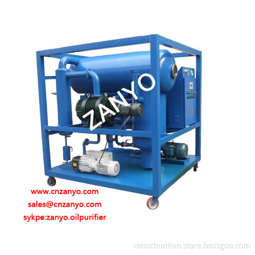 Single stage vacuum transformer oil filtration machine